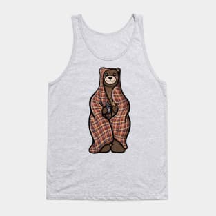 Brown Bear in a Blanket with Hot Cocoa and Gingerbread Tank Top